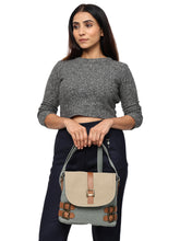Load image into Gallery viewer, Buckled Up Agean Canvas Crossbody, M-1807 (ORIGINAL LEATHER)