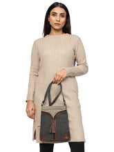 Load image into Gallery viewer, Two In One Black Grey Canvas, M-1804 (ORIGINAL LEATHER)