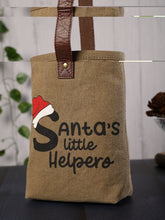 Load image into Gallery viewer, Santa's lil helper Up-Cycled Canvas Double Wine Bag M-6547