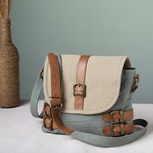 Load image into Gallery viewer, Buckled Up Agean Canvas Crossbody, M-1807 (ORIGINAL LEATHER)
