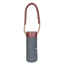 Load image into Gallery viewer, WINE-DERFUL Up-Cycled Canvas and Leather Wine Bag M-6557