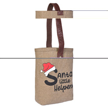 Load image into Gallery viewer, Santa's lil helper Up-Cycled Canvas Double Wine Bag M-6547