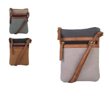 Load image into Gallery viewer, Mona B. Ava Up-cycled and Re-cycled Canvas Cross-Body Bag with Vegan Leather Trim
