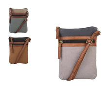 Load image into Gallery viewer, Mona B. Ava Up-cycled and Re-cycled Canvas Cross-Body Bag with Vegan Leather Trim