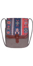 Load image into Gallery viewer, Mona B. Presley Up-cycled and Re-cycled Canvas and Durrie Cross-body Bag with Vegan Leather Trim, M-6527