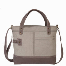 Load image into Gallery viewer, Mona B. Jules Up-cycled and Re-cycled Canvas Tote/Shoulder Bag/Cross-body with Vegan Leather Trim