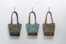 Load image into Gallery viewer, Mona B. Two In One Up-cycled and Re-cycled Canvas Tote/Shoulder/Backpack Bag with Vegan Leather Trim