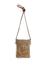 Load image into Gallery viewer, Mona B. Create & Conserve Up-cycled and Re-cycled Canvas Cross-body Bag with Vegan Leather Trim