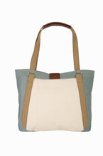 Load image into Gallery viewer, Mona B. Nora Up-cycled and Re-cycled Canvas Tote/Shoulder Bag with Vegan Leather Trim