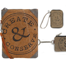 Load image into Gallery viewer, Mona B. Create & Conserve Up-cycled and Re-cycled Canvas Cross-body Bag with Vegan Leather Trim