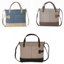 Load image into Gallery viewer, Mona B. Jules Up-cycled and Re-cycled Canvas Tote/Shoulder Bag/Cross-body with Vegan Leather Trim