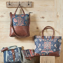 Load image into Gallery viewer, Mona B. Presley Up-cycled and Re-cycled Canvas and Durrie Cross-body Bag with Vegan Leather Trim, M-6527