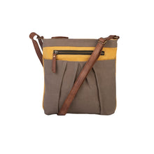 Load image into Gallery viewer, Mona B. Isla Up-cycled and Re-cycled Canvas Cross-body Bag with Vegan Leather Trim