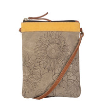 Load image into Gallery viewer, Mona B. Sunny Up-cycled and Re-cycled Canvas Cross-body Bag with Vegan Leather Trim