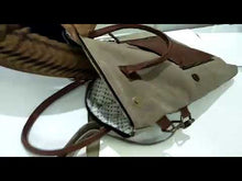 Load and play video in Gallery viewer, Mona B. Fold-Over Up-cycled and Re-cycled Canvas Tote Bag with Vegan Leather Trim M-4014