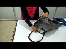 Load and play video in Gallery viewer, Mona B. Dream Create Inspire Up-cycled and Re-cycled Canvas Tote/Shoulder Bag with Vegan Leather Trim, M-5283