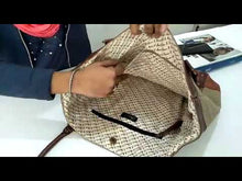 Load and play video in Gallery viewer, Mona B. Live Love Wander Bag Up cycled and Recycled Canvas Tote Bag with Vegan Leather Trim M-3701