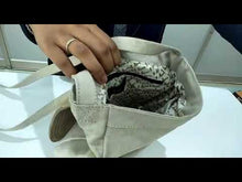 Load and play video in Gallery viewer, Mona B. Oakley Up-cycled and Re-cycled Canvas Cross-body Bag with Vegan Leather Trim