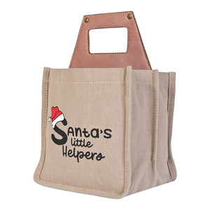Santa's Little Helper Up-Cycled Canvas Beer Caddy, M-6551