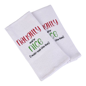 NAUGHTY/NICE DISHTOWEL- Set Of 2, MH-312