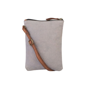 Mona B. Ava Up-cycled and Re-cycled Canvas Cross-Body Bag with Vegan Leather Trim