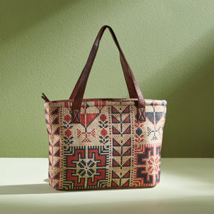 Lola Up-Cycled Canvas and Durrie Tote M-9002