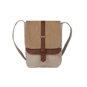 Mona B. Oakley Up-cycled and Re-cycled Canvas Cross-body Bag with Vegan Leather Trim