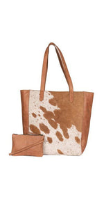 Mona B. Harper Genuine Leather and Cowhide Tote/Shoulder Bag, M-6500