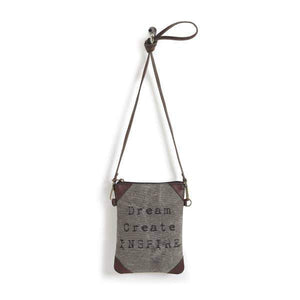 Mona B. Dream Create Inspire Up-cycled and Re-cycled Canvas Cross-body  with Vegan Leather Trim