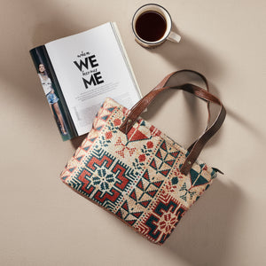 Lola Up-Cycled Canvas and Durrie Tote M-9002