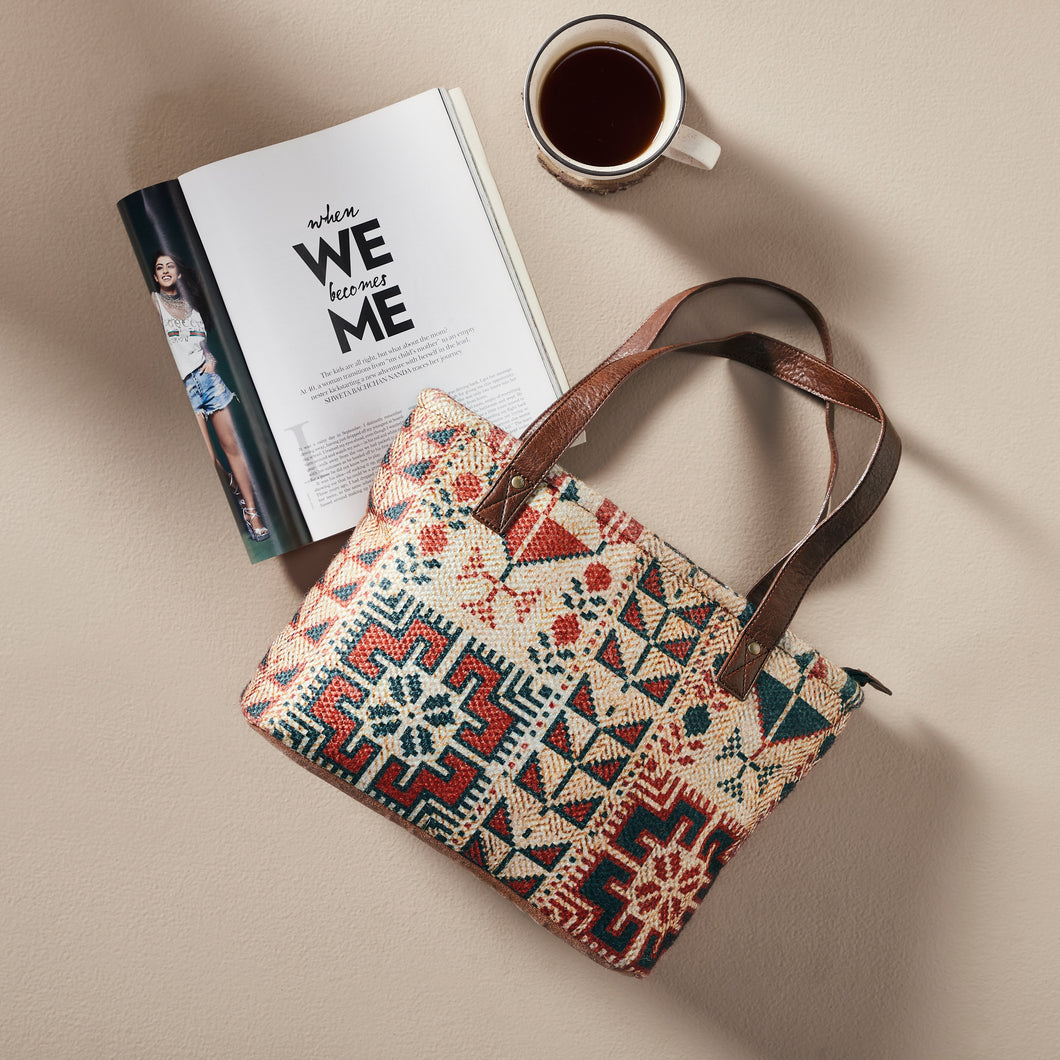 Lola Up-Cycled Canvas and Durrie Tote M-9002