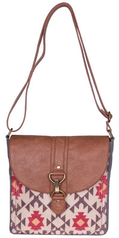 Alisa Up-cycled and Re-cycled Canvas and Durrie Cross-body Bag with Vegan Leather Trim- M-6518