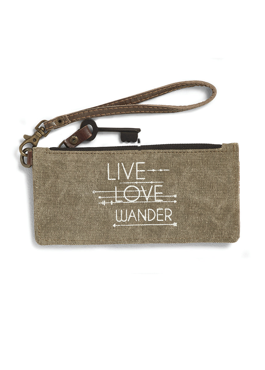 Load image into Gallery viewer, Mona B. Live Love Wander Bag Up-cycled Canvas Cross-body Bag with Vegan Leather Trim