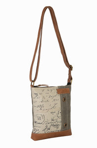 Vintage Script Up-Cycled Canvas Crossbody M-5931