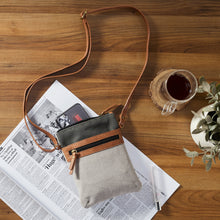 Load image into Gallery viewer, Mona B. Ava Up-cycled and Re-cycled Canvas Cross-Body Bag with Vegan Leather Trim

