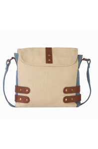 Mona B. Buckled Up Up-cycled and Re-cycled Canvas Cross-body with Vegan Leather Trim