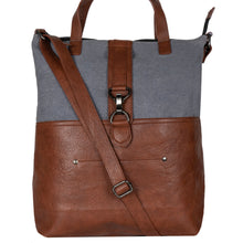 Load image into Gallery viewer, Mona B. Jamie Up-cycled and Re-cycled Canvas Tote/Shoulder Bag with Vegan Leather Trim
