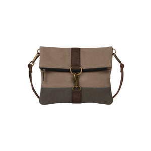 Mona B. Finley Up-cycled and Re-cycled Canvas Cross-body with Vegan Leather Trim