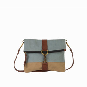 Mona B. Finley Up-cycled and Re-cycled Canvas Cross-body with Vegan Leather Trim