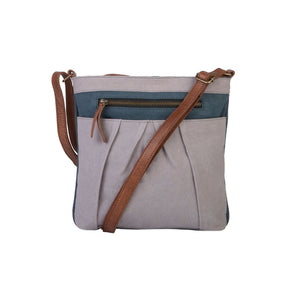 Mona B. Isla Up-cycled and Re-cycled Canvas Cross-body Bag with Vegan Leather Trim