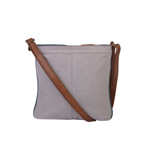 Mona B. Isla Up-cycled and Re-cycled Canvas Cross-body Bag with Vegan Leather Trim
