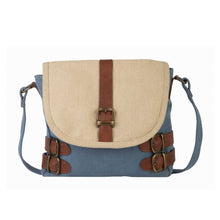 Load image into Gallery viewer, Mona B. Buckled Up Up-cycled and Re-cycled Canvas Cross-body with Vegan Leather Trim
