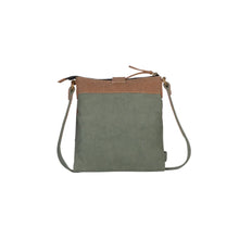 Load image into Gallery viewer, Mona B. Intermix Convertible Up-cycled Canvas Cross-body Bag with Vegan Leather Trim
