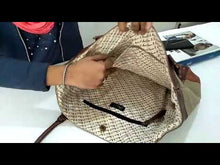 Load and play video in Gallery viewer, Mona B. Live Love Wander Bag Up cycled and Recycled Canvas Tote Bag with Vegan Leather Trim M-3701
